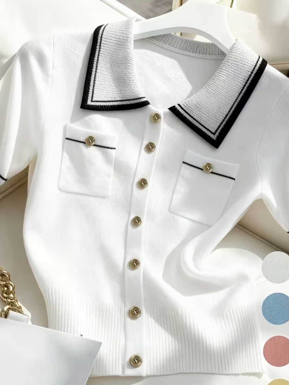 Women'S Spring Summer Fashion Little Dress Style Short Sleeve, Contrast Collar